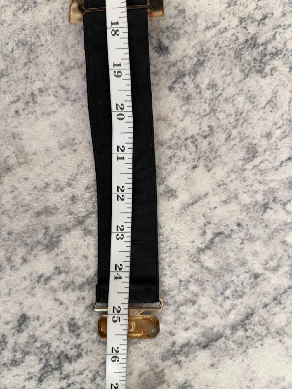 Wide Black Stretch Waist Belt with Gold Statement Buckle - Picture 11 of 13